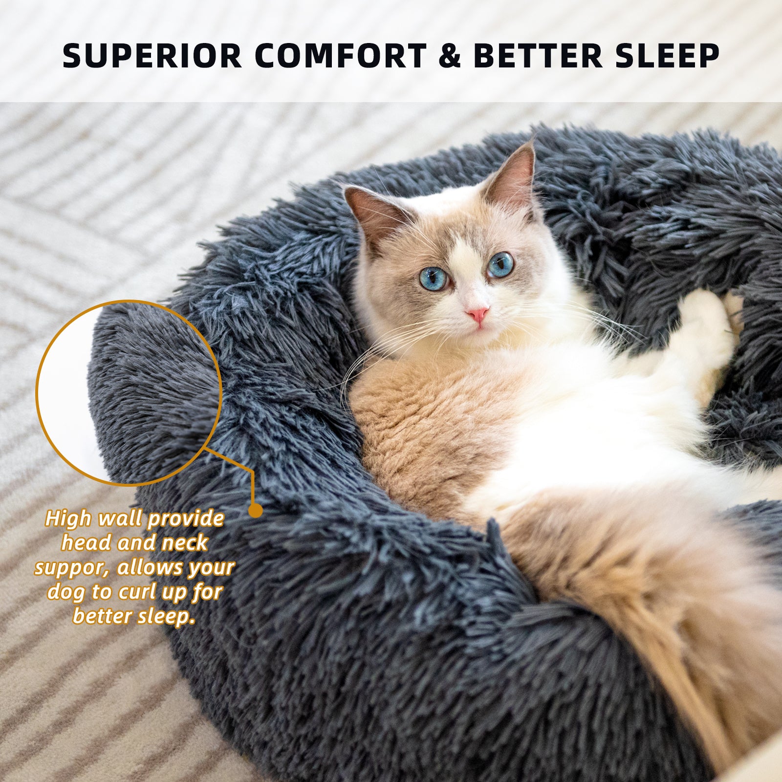 Round Plush Bed For Small Pets